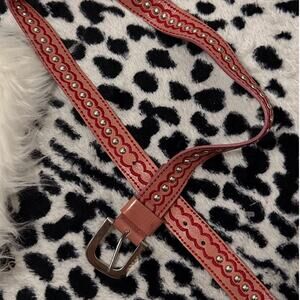 Anthropologie Coral Studded Scallop Leather Belt